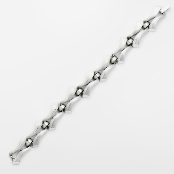Trifari Brushed and Shiny Abstract Link Bracelet circa 1960s